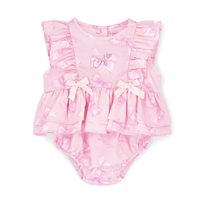 Picture of Little A Baby Girls Perfectly Pink Odessa Bow Print Romper - Pink Blossom