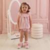 Picture of Little A Baby Girls Perfectly Pink Olga Romper With Broderie Anglaise Collar- Pink Blossom