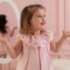 Picture of PRE ORDER Little A Baby Girls Perfectly Pink Olga Romper With Broderie Anglaise Collar- Pink Blossom