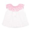 Picture of Little A Baby Girls Perfectly Pink Orla Jam Pant Set With Broderie Anglaise Collar - Bright White