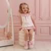 Picture of Little A Baby Girls Perfectly Pink Orla Jam Pant Set With Broderie Anglaise Collar - Bright White