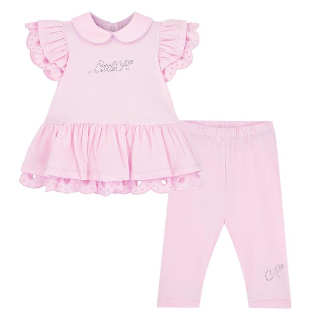 Picture of Little A Baby Girls Perfectly Pink Orellia Broderie Anglaise Legging Set X 2 - Pink Blossom