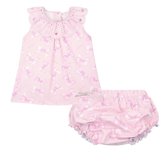Picture of Little A Baby Girls Perfectly Pink Opal Bow Print Dress - Pink Blossom