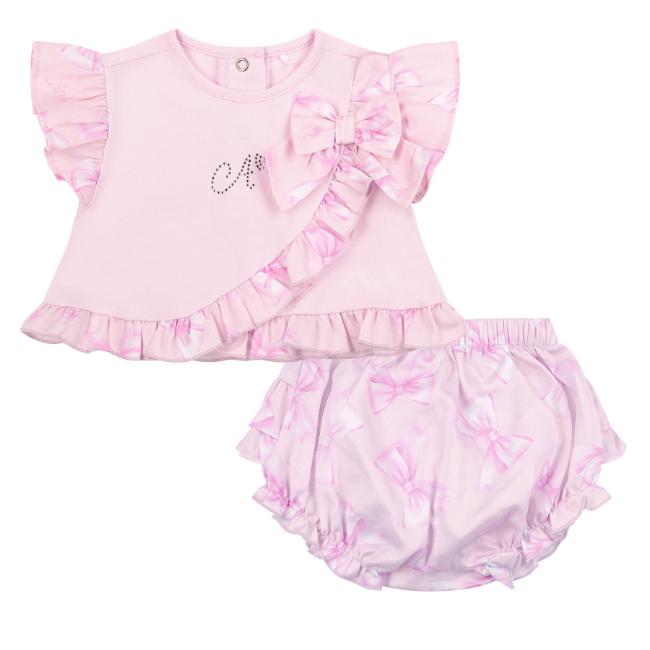 Picture of PRE ORDER Little A Baby Girls Perfectly Pink Ocean Bow Print Jam Pant Set - Pink Blossom