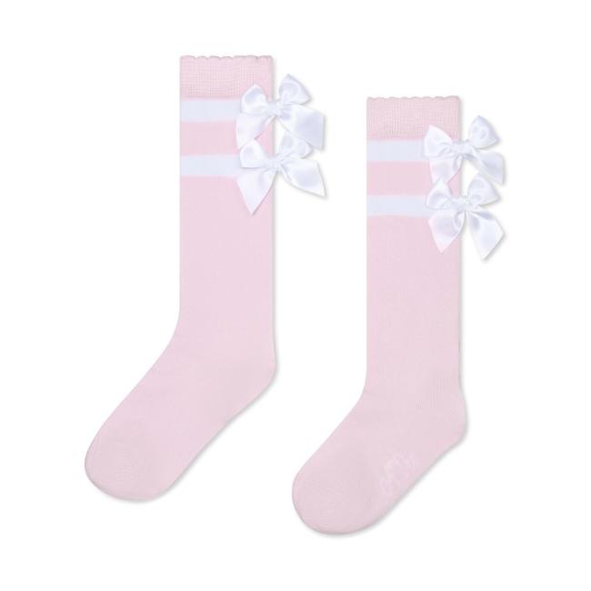 Picture of PRE ORDER A Dee Bowtique Chic Rhea Knee High Bow Socks - Pink Blossom