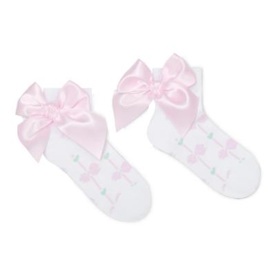Picture of A Dee Bowtique Chic Rowan Bow Print Ankle Socks - Bright White