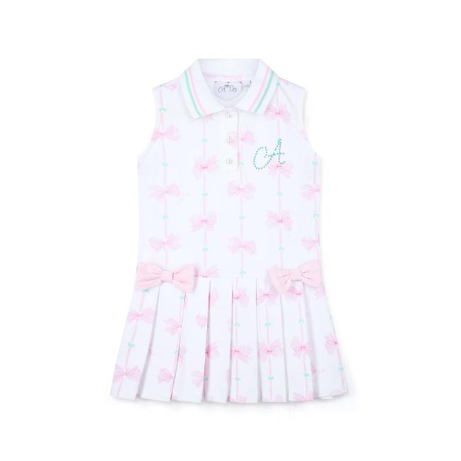 Picture of PRE ORDER A Dee Bowtique Chic Raven Bow Print Tennis Dress - Bright White