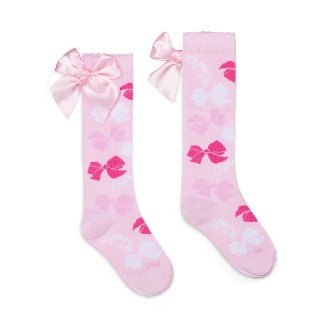 Picture of A Dee Bowtique Chic Ramona Bow Print Knee Socks - Pink Blossom