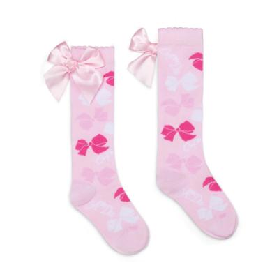 Picture of PRE ORDER A Dee Bowtique Chic Ramona Bow Print Knee Socks - Pink Blossom