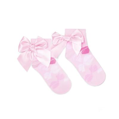 Picture of A Dee Bowtique Chic Rina Bow Print Ankle Socks - Pink Blossom