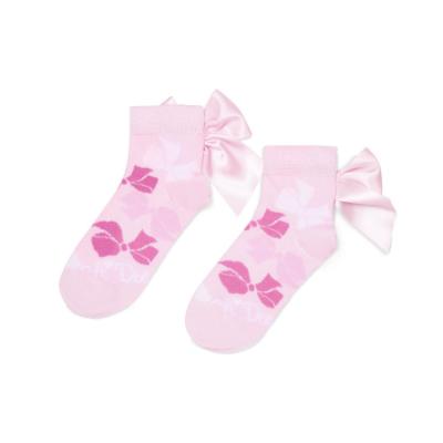 Picture of PRE ORDER A Dee Bowtique Chic Rina Bow Print Ankle Socks - Pink Blossom