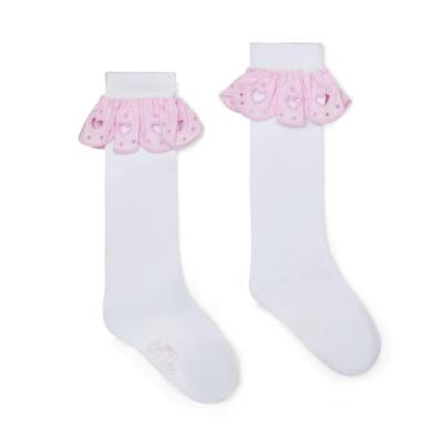 Picture of A Dee Bowtique Chic Rae Broderie Anglaise Knee High Socks - Bright White