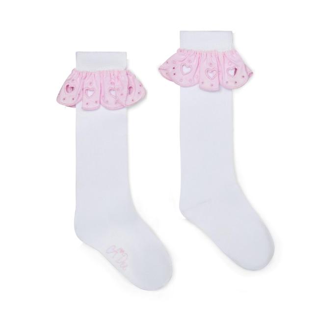 Picture of PRE ORDER A Dee Bowtique Chic Rae Broderie Anglaise Knee High Socks - Bright White