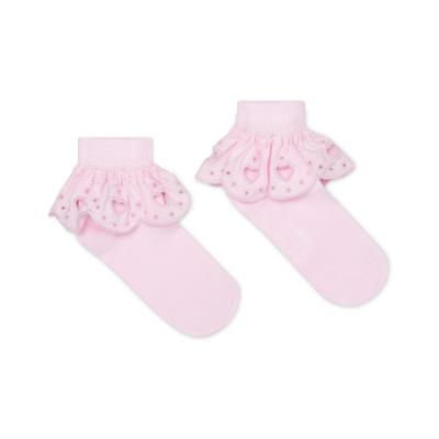Picture of A Dee Bowtique Chic Rosalie Broderie Anglaise Ankle Socks - Pink Blossom