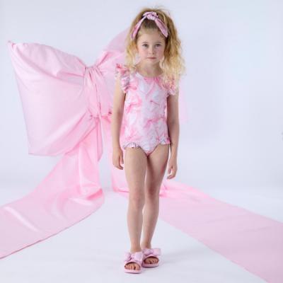 Picture of A Dee Bowtique Chic Raya Bow Print Frill Swimsuit - Pink Blossom