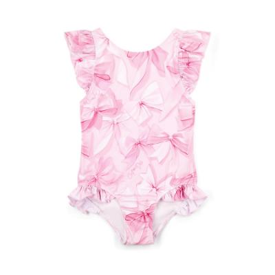 Picture of A Dee Bowtique Chic Raya Bow Print Frill Swimsuit - Pink Blossom