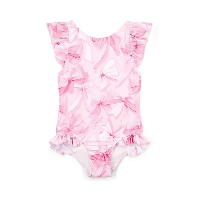 Picture of A Dee Bowtique Chic Raya Bow Print Frill Swimsuit - Pink Blossom