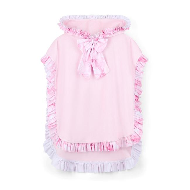 Picture of A Dee Bowtique Chic Rosie Bow Print Frill Toweling Poncho - Pink Blossom