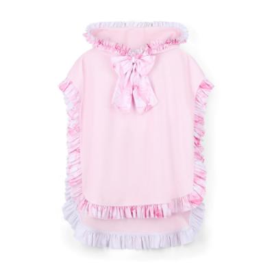 Picture of PRE ORDER A Dee Bowtique Chic Rosie Bow Print Frill Toweling Poncho - Pink Blossom