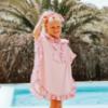 Picture of PRE ORDER A Dee Bowtique Chic Rosie Bow Print Frill Toweling Poncho - Pink Blossom