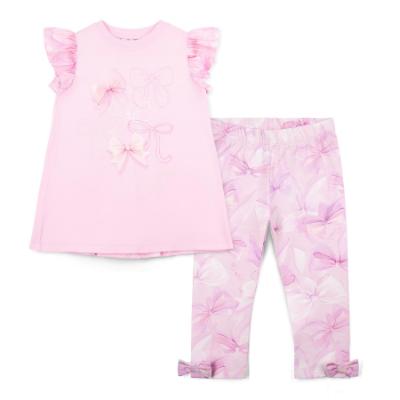 Picture of PRE ORDER A Dee Bowtique Chic Ria Bow Print Legging Set With Back Insert - Pink Blossom