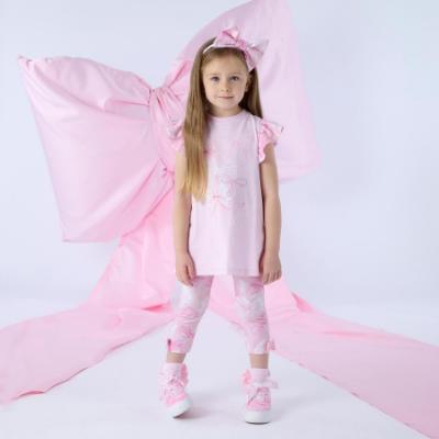 Picture of PRE ORDER A Dee Bowtique Chic Ria Bow Print Legging Set With Back Insert - Pink Blossom