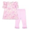 Picture of PRE ORDER A Dee Bowtique Chic Rachel Bow Print Legging Set With Broderie Anglaise - Pink Blossom