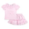 Picture of A Dee Bowtique Chic Riri Bow Print Skirt Set With Broderie Anglaise - Pink Blossom