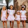 Picture of PRE ORDER A Dee Bowtique Chic Riri Bow Print Skirt Set With Broderie Anglaise - Bright White