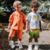 Picture of Mitch & Son JNR Reid T-shirt & Reed Gradient Print Swimshorts Set X 2 - Bright Orange