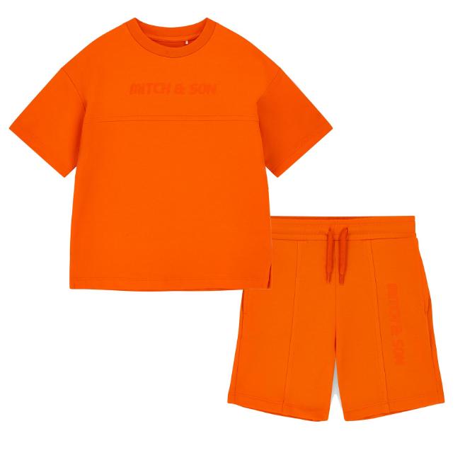 Picture of PRE ORDER Mitch & Son JNR Rory Dropped Shoulder Short  Set X 2 - Bright Orange