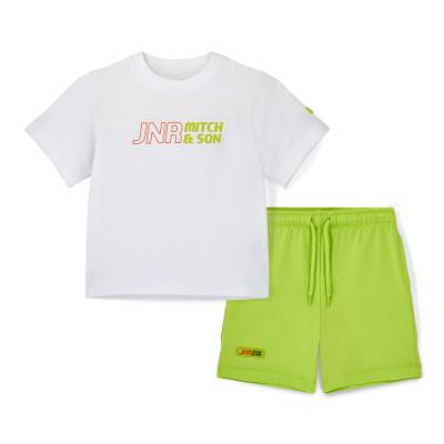 Picture of PRE ORDER Mitch & Son JNR Ray Soft Short Set With Large Graphic - Bright White