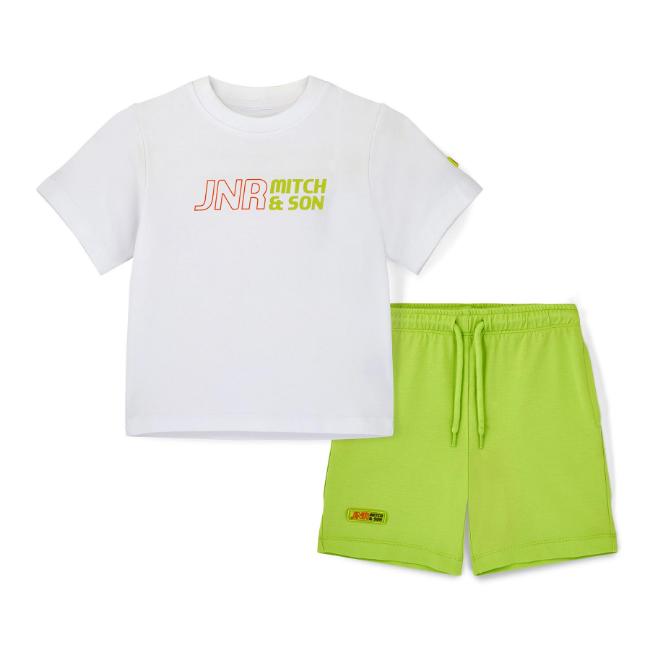 Picture of PRE ORDER Mitch & Son JNR Ray Soft Short Set With Large Graphic - Bright White