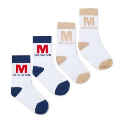 Picture of PRE ORDER Mitch & Son JNR Paden M Logo Sock X 2 - Bright White