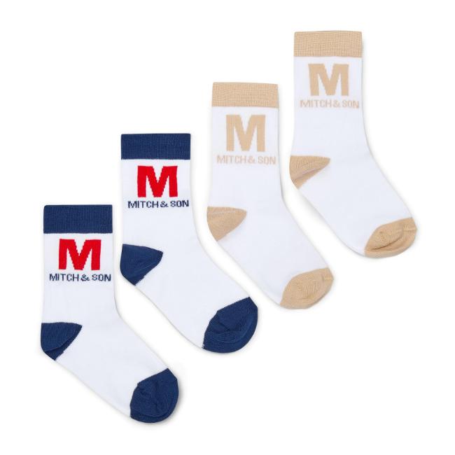 Picture of PRE ORDER Mitch & Son JNR Paden M Logo Sock X 2 - Bright White