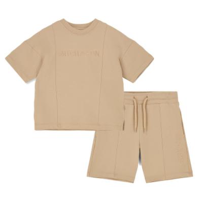 Picture of PRE ORDER Mitch & Son JNR Porter Dropped Shoulder Sweat Short Set X 2 - Stone Beige