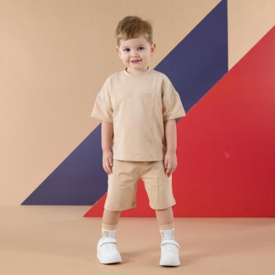 Picture of PRE ORDER Mitch & Son JNR Porter Dropped Shoulder Sweat Short Set X 2 - Stone Beige