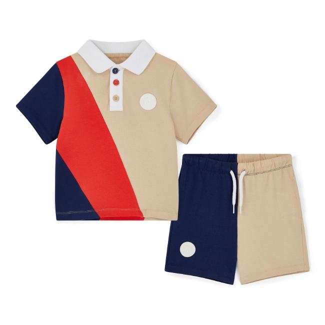 Picture of Mitch & Son JNR Pierce Colour Block Polo Set X 2 - Stone Beige