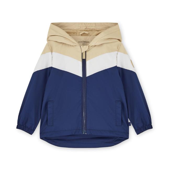 Picture of PRE ORDER Mitch & Son JNR Peter Hooded Colour Block Jacket - Stone Beige