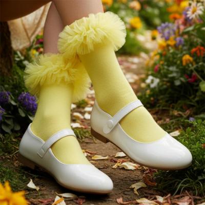 Picture of PRE ORDER Daga Girls Tutti Frutti Ankle Socks With Tulle - Yellow