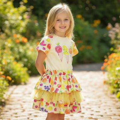Picture of PRE ORDER Daga Girls Tutti Fruitti Top & Print Ruffle Skirt Set X 2 - Yellow Multi