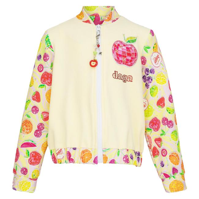 Picture of Daga Girls Tutti Frutti Print Jersey Jacket - Yellow Multi