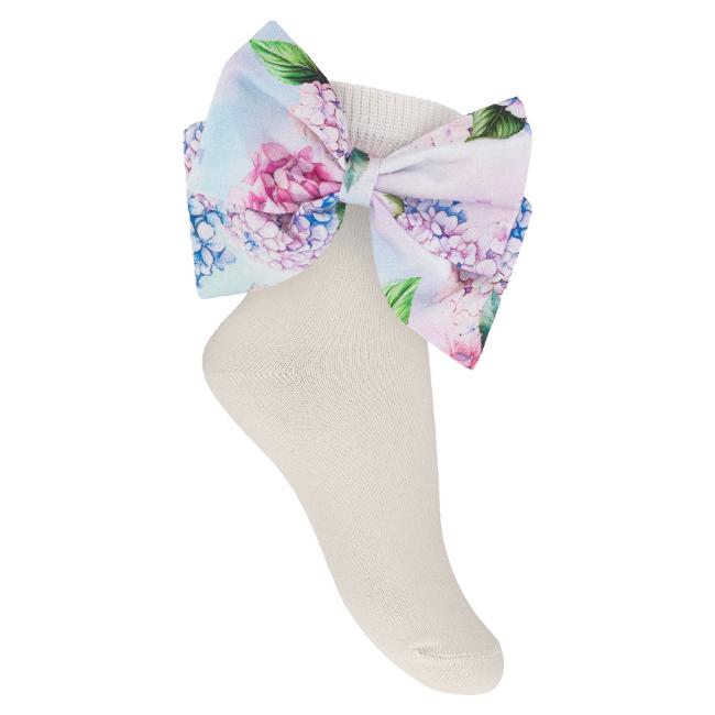 Picture of PRE ORDER Daga Girls Pastel Bloom Ankle Socks With Bow - White Blue
