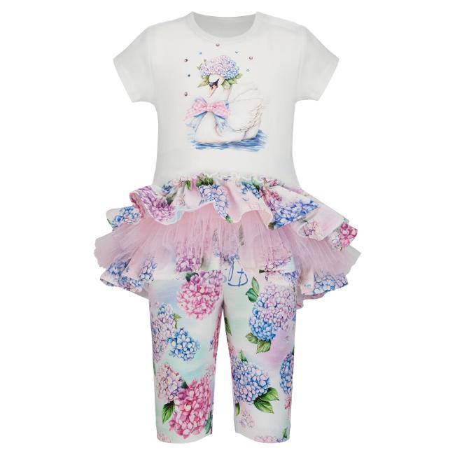 Picture of Daga Baby Girls Pastel Bloom Tunic & Leggings Set X 2 - White Blue Pink