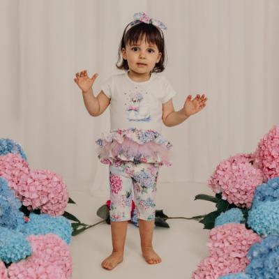 Picture of Daga Baby Girls Pastel Bloom Tunic & Leggings Set X 2 - White Blue Pink