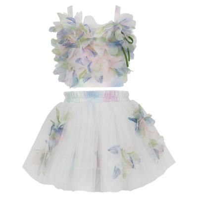 Picture of PRE ORDER Daga Girls Pastel Bloom Ruffle Top & Ruffle Skort Set X 2 - White Pink Blue