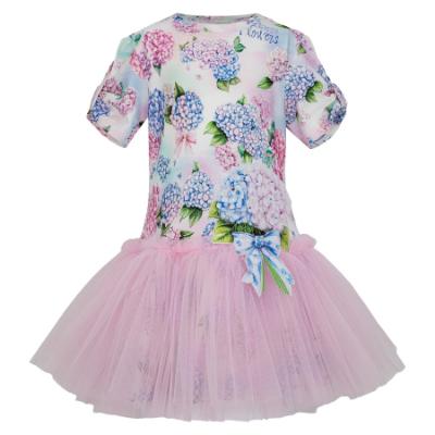 Picture of PRE ORDER Daga Girls Pastel Bloom Ruffle Tulle Dress - White Pink Blue