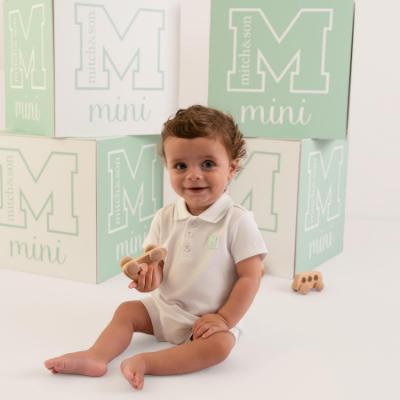 Picture of Mitch & Son Mini Nash Polo Romper -  White Green