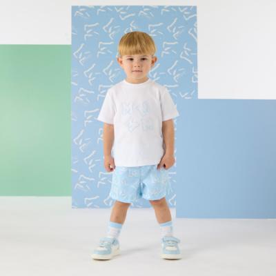 Picture of Mitch & Son Oake T-Shirt & Osmar AOP Swim Shorts Set X 2 - White Sky Blue