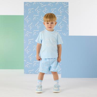 Picture of PRE ORDER Mitch & Son Oake T-Shirt & Osmar AOP Swim Shorts Set X 2 - Sky Blue